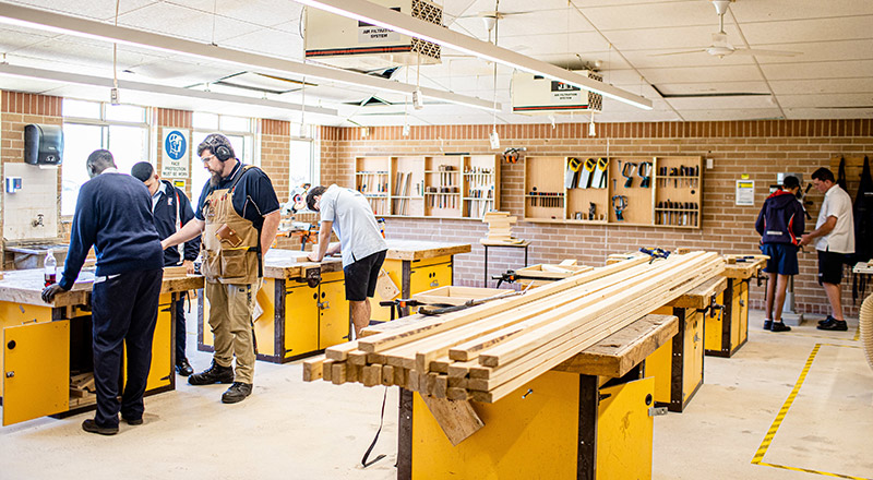 Woodworking space at Emmaus Catholic College Kemps Creek